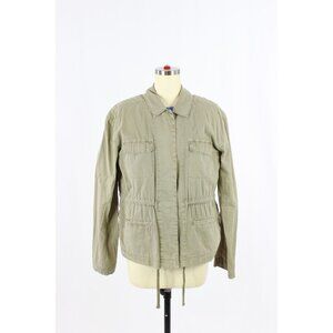 JAMES PERSE Army Green 100% Cotton Voile Drawstring Utility Jacket, Size 3/L